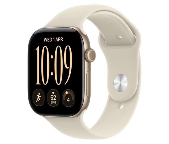 Apple Watch Series 12 GPS + Cellular 46mm Light Gold Aluminium Case with Sand Sport Band - M/L