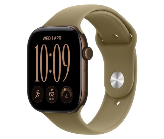 Apple Watch Series 12 GPS + Cellular 46mm Dark Bronze Aluminium Case with Olive Sport Band - S/M