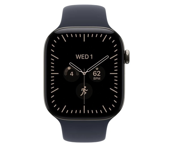 Apple Watch Series 12 GPS + Cellular 46mm Natural Titanium Case with Navy Blue Sport Band - M/L