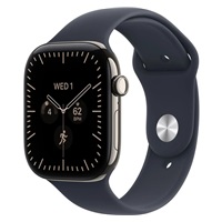 Apple Watch Series 12 GPS + Cellular 46mm Natural Titanium Case with Navy Blue Sport Band - M/L