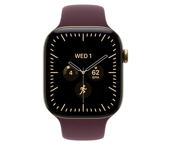 Apple Watch Series 12 GPS + Cellular 46mm Radiant Gold Titanium Case with Burgundy Sport Band - M/L