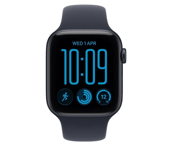 Apple Watch SE 3 GPS 44mm Midnight Aluminium Case with Navy Blue Sport Band - S/M