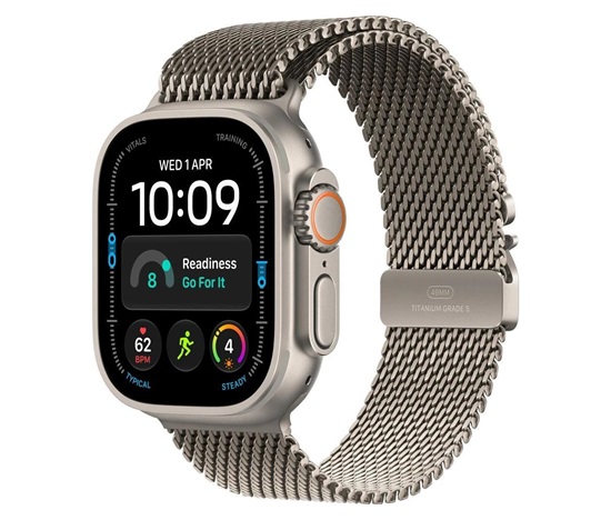 Apple Watch Ultra 4 GPS + Cellular 49mm Natural Titanium Case with Natural Titanium Milanese Loop - S