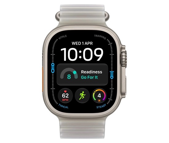Apple Watch Ultra 4 GPS + Cellular 49mm Natural Titanium Case with Translucent Grey Ocean Band