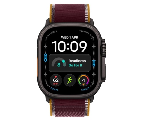 Apple Watch Ultra 4 GPS + Cellular 49mm Black Titanium Case with Burgundy Trail Loop - S/M