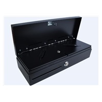 ROZBALENO - Virtuos pokladní zásuvka FT-460C Flip top, s víkem, 9-24V, černá - s kabelem