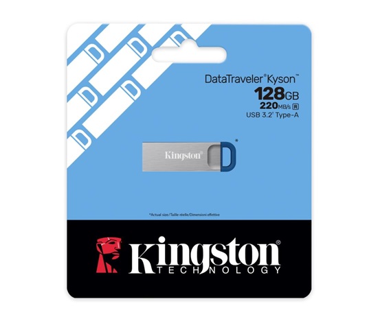 Kingston Flash Disk 128GB USB3.2 Gen 1 DataTraveler Kyson, R:220MB/s