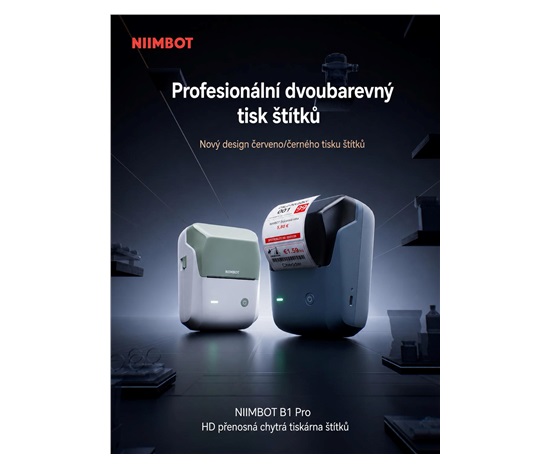 BAZAR - Niimbot Tiskárna štítků B1 PRO, šedá + role štítků 230 ks - Poškozený obal (Komplet)