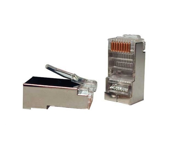 BAZAR - Konektor STP RJ45 (8p8c), Cat5E, 50µm, licna(lanko) - 100 ks - POŠKOZENÝ OBAL