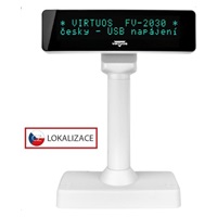 POŠKOZENÝ OBAL - Virtuos VFD zákaznický displej Virtuos FV-2030W 2x20 9mm, USB, bílý