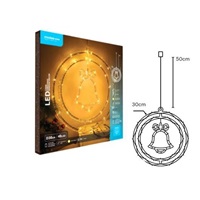 Modee ML-C3008 48LED D30cm zvonek v kruhu vánoční dekorace pro okno, 3xAA teplá IP20 (Baterie nejsou součástí balení)