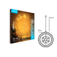 Modee ML-C3009 60LED D30cm vločka v kruhu vánoční dekorace pro okno, 3xAA teplá IP20 (Baterie nejsou součástí balení)
