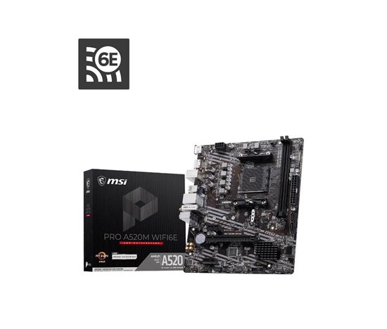 MSI MB Sc AM4 PRO  A520M WIFI6E, AMD A520, 2xDDR4, WiFi, 1xHDMI, 1xDPm-ATX