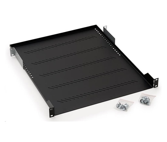 TRITON Police s perforací 19", 1U/750mm, nosnost 40kg, černá