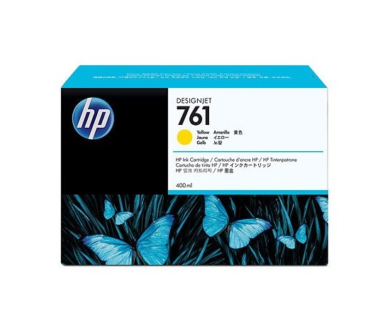 HP 761 Yellow DJ Ink Cart, 400 ml, CM992A