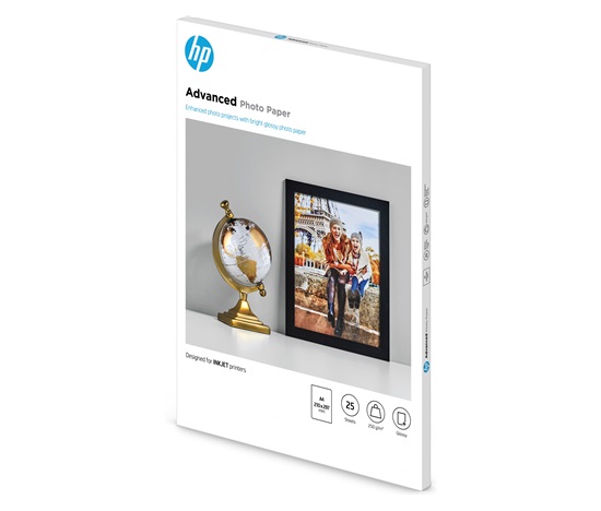 HP Advanced Glossy Photo Paper-25 sht/A4/210 x 297 mm, 250 g/m2, Q5456A