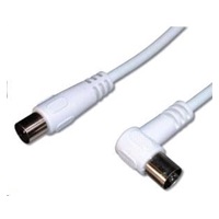 PREMIUMCORD TV kabel anténní propojovací 3m, konektor 90° (koaxiální, M/F, 75 Ohm)