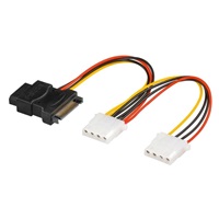 PREMIUMCORD Kabel SATA zasilający (Y) redukcja -> 3x Molex 5,25" (16cm)