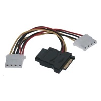 PREMIUMCORD Kabel SATA zasilający (Y) redukcja -> 3x Molex 5,25" (16cm)