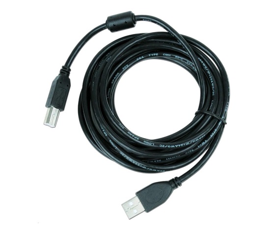 GEMBIRD Kabel USB 2.0 A-B 5m Premium (czarny, ferrytowe, pozłacane styki)