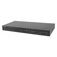 Intellinet 24-Port PoE Web-Managed Gigabit Switch with 2 SFP Ports (180 W), 24 PoE+/PoE ports 802.3at/af
