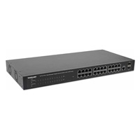 Intellinet 24-Port PoE Web-Managed Gigabit Switch with 2 SFP Ports (180 W), 24 PoE+/PoE ports 802.3at/af