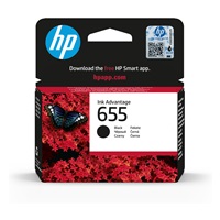 HP 655 Black Ink Cart, 14 ml, CZ109AE
