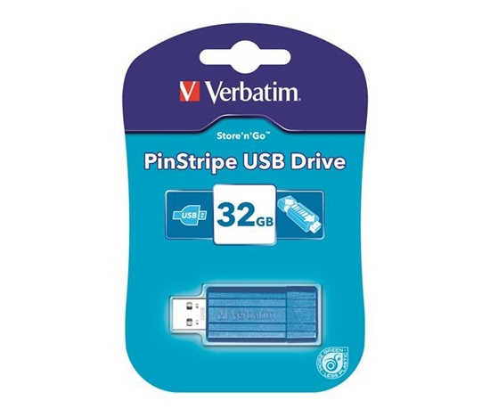VERBATIM USB Flash Disk Store 'n' Go PinStripe 32GB - Caribbean blue