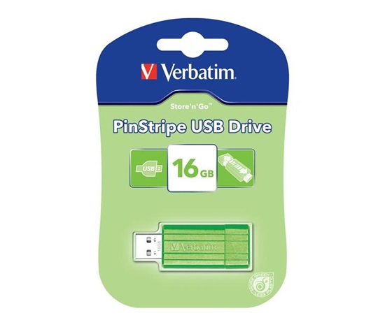 VERBATIM USB Flash Disk Store 'n' Go PinStripe 16GB - EUCALYPTUS GREEN