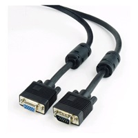 GEMBIRD Kabel VGA przedłużający 1,8m (HD15M/F, podwójne ekranowanie, rdzenie ferrytowe, czarny)