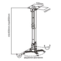 CONNECT IT Sufitowy uchwyt projektora P2 43-65cm, nachylenie (±30°, max. 20kg)