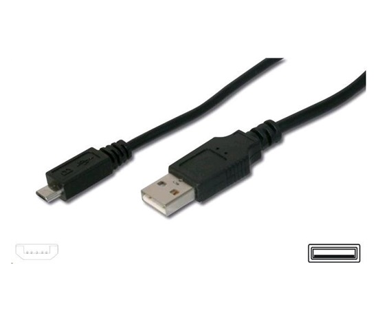 PREMIUMCORD Kabel USB 2.0 A-Micro B  0,5m (czarny)