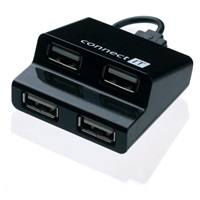 CONNECT IT USB 2.0 hub STEP 4 porty, czarny