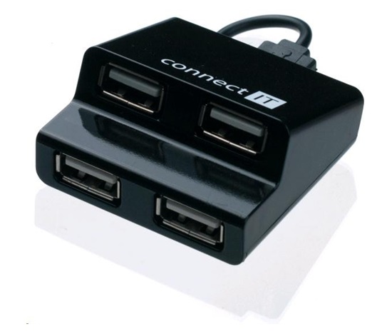 CONNECT IT USB 2.0 hub STEP 4 porty, czarny