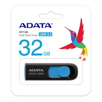 ADATA Flash Disk 32GB UV128, USB 3.1 Dash Drive (R:40/W:25 MB/s) černá/modrá