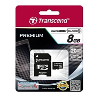 TRANSCEND MicroSDHC karta 8GB Class 10 + adaptér
