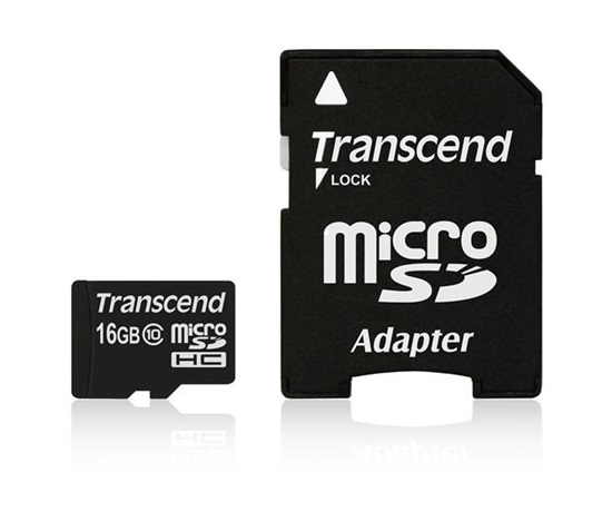 TRANSCEND MicroSDHC karta 16GB Class 10 + adaptér