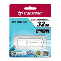 TRANSCEND Flash Disk 32GB JetFlash®730, USB 3.0 (R:70/W:18 MB/s) bílý