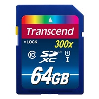 TRANSCEND SDXC karta 64GB Premium, Class 10 UHS-I 300x