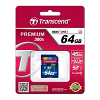 TRANSCEND SDXC karta 64GB Premium, Class 10 UHS-I 300x