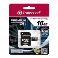 TRANSCEND MicroSDHC karta 16GB Premium, Class 10 UHS-I 300x + adaptér