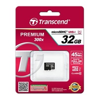 TRANSCEND MicroSDHC karta 32GB Premium, Class 10 UHS-I 300x, bez adaptéru