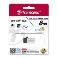 TRANSCEND Flash Disk 8GB JetFlash®380S, USB 2.0/micro USB (R:20/W:5 MB/s) stříbrná