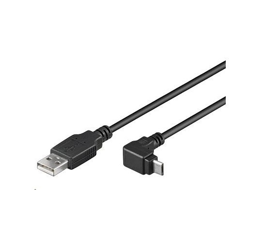PremiumCord Kabel micro USB 2.0, A-B, konektor do úhlu 90° 1.8m (černý)