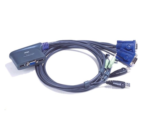 ATEN přepínač KVM 2-port VGA KVMP USB2.0, mini, audio, 0,9m kabely