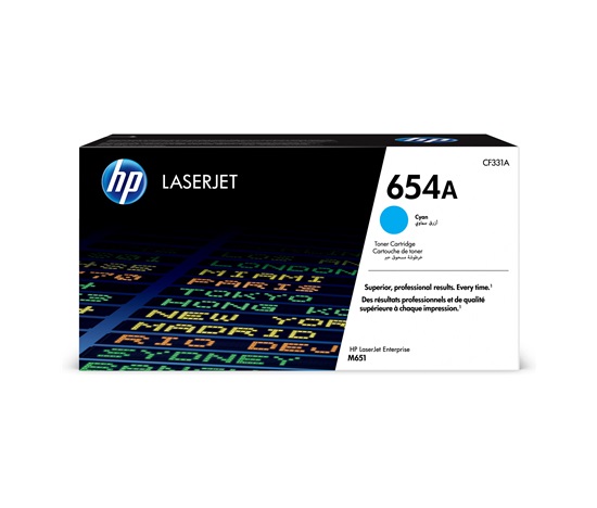 HP 654A Cyan LJ Toner Cart, CF331A (15,000 pages)