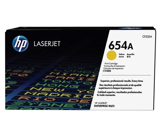 HP 654A Yellow LJ Toner Cart, CF332A (15,000 pages)
