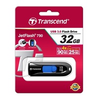 TRANSCEND Flash Disk 32GB JetFlash®790, USB 3.1 (R:90/W:25 MB/s) černá/modrá