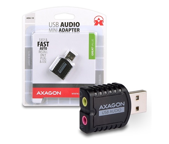 AXAGON ADA-10, USB 2.0 - zewnętrzna karta dźwiękowa MINI, 48kHz/16-bit stereo, wejście USB-A