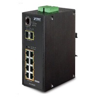 Planet IGS-10020PT PoE switch 8x 1000Base-T, 2x SFP, 802.3af 130W, IP30, -40 až 75°C, SNMP, IGMPv3, IPv6